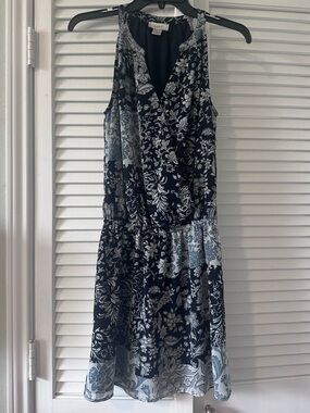 Loft Size Extra Small Sleeveless Navy Floral Dress